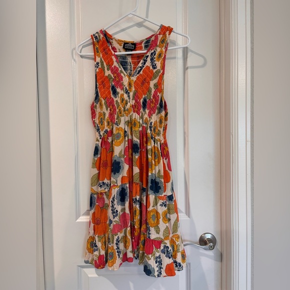 Angie Orange Red Sleeveless V-Neck Sundress - Picture 1 of 6